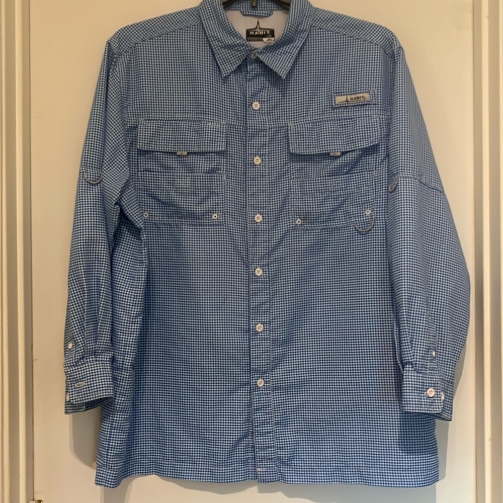 HABIT fishing, camping, outdoors long sleeve blue/white Lrg